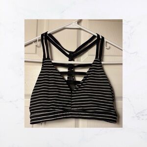 Victorias Secret Sport Black and White Striped Sports Bra/Bralette, Size Small